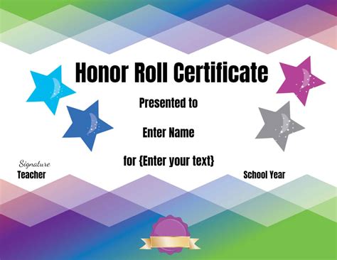 Free Printable A Honor Roll Certificates